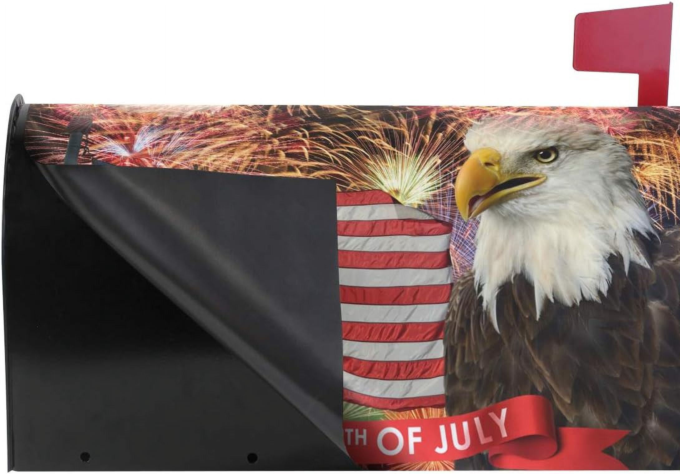 Fireworks 4Th of July Magnetic Mailbox Cover American Flag Patriotic Post Box Cover Wrapped for Standard Mailboxes