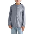 thumbnail image 4 of Penkiiy Girls Boys Rash Guard UPF 50 + Camisas de natación Protección solar de manga larga Capucha Niños Pesca Playa Camisa de deportes acuáticos. 11 años de Dark Gray, 4 of 5