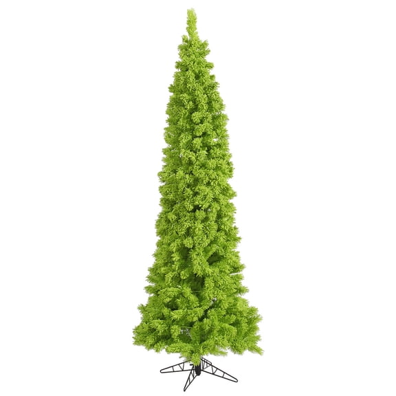 Vickerman 9' Unlit Flocked Lime Slim Fir Artificial Christmas Tree - Snow Covered Faux Lime Green Tree - Seasonal Indoor Home Decor