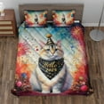 thumbnail image 2 of Hello 2025 Manx Celebrates Happy New Year Firework Balloon Quilt Bedding Set Cat Lover Kitten Owner Gifts 1 Blanket Bed Cover 2 Pillowcases - 02024, 2 of 5