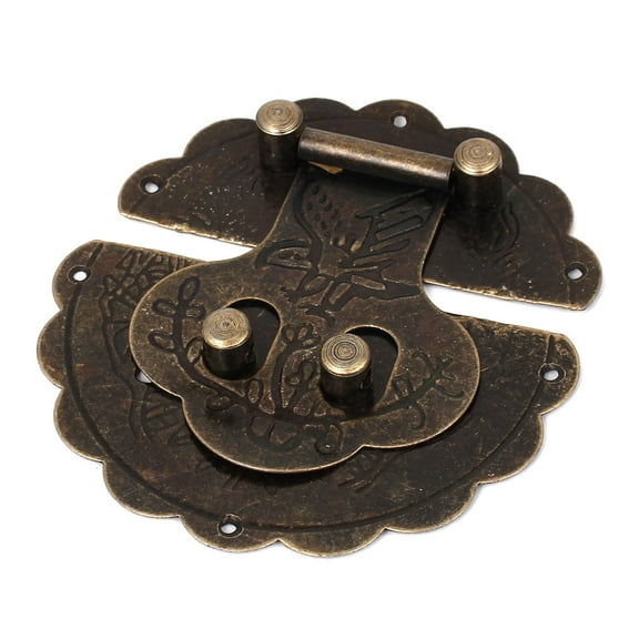 Unique Bargains L282E5 Style Wooden Case Chest Box 100mm Round Clasp Hasp Latches