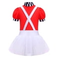 thumbnail image 3 of YiZYiF Enfants Filles Chocolat Soubrette Uniforme Travailleur d'Usine Faux Manches Courtes Bretelles en X Tutu Robe de Danse Rouge 14, 3 of 5