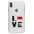 thumbnail image 1 of DistinctInk Clear Shockproof Hybrid Case for iPhone X / XS (5.8" Screen) - TPU Bumper Acrylic Back Tempered Glass Screen Protector - South Dakota - Love Black & Red, 1 of 5