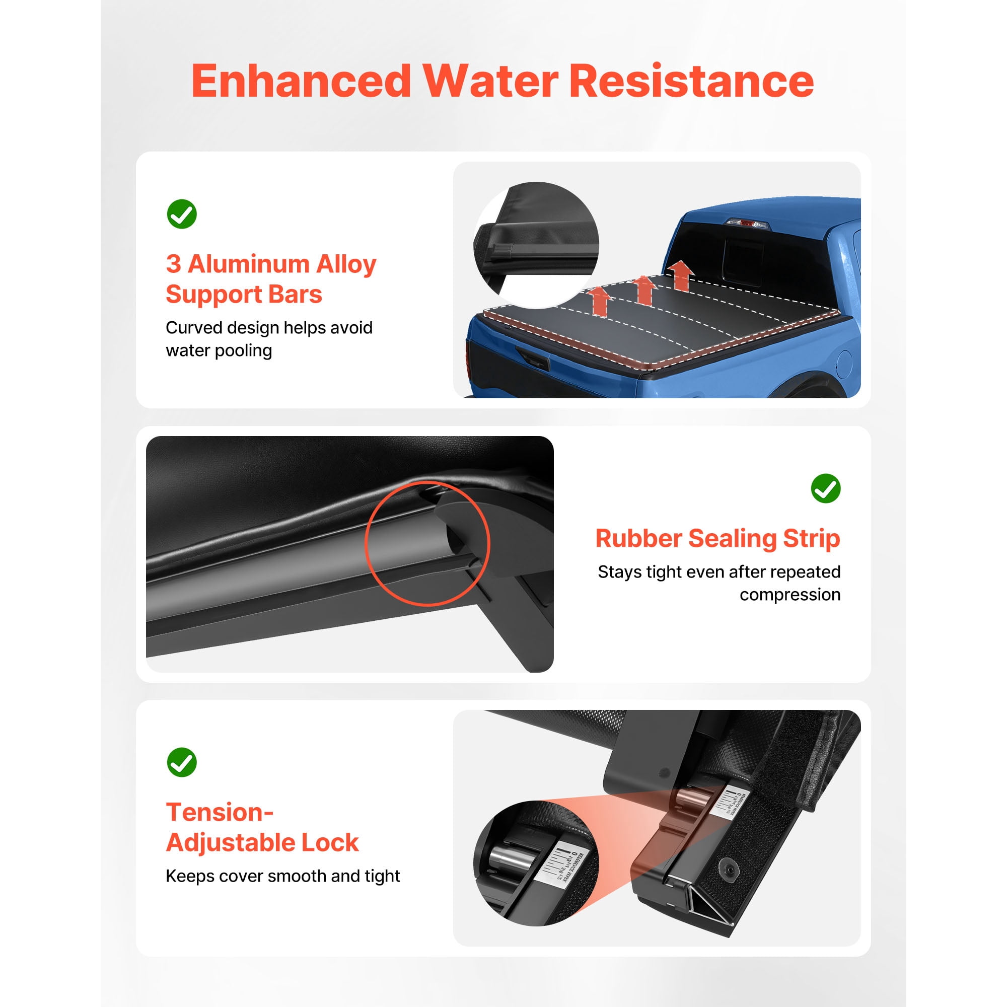 KFFKFF Soft Roll-Up Truck Bed Tonneau Cover, Compatible with 2015-2025 Ford F150 Styleside/Fleetside (Excludes Flareside/Stepside), Designed for 6.5 ft (6 ft 7 in/79 in) Beds, Durable PVC Cover