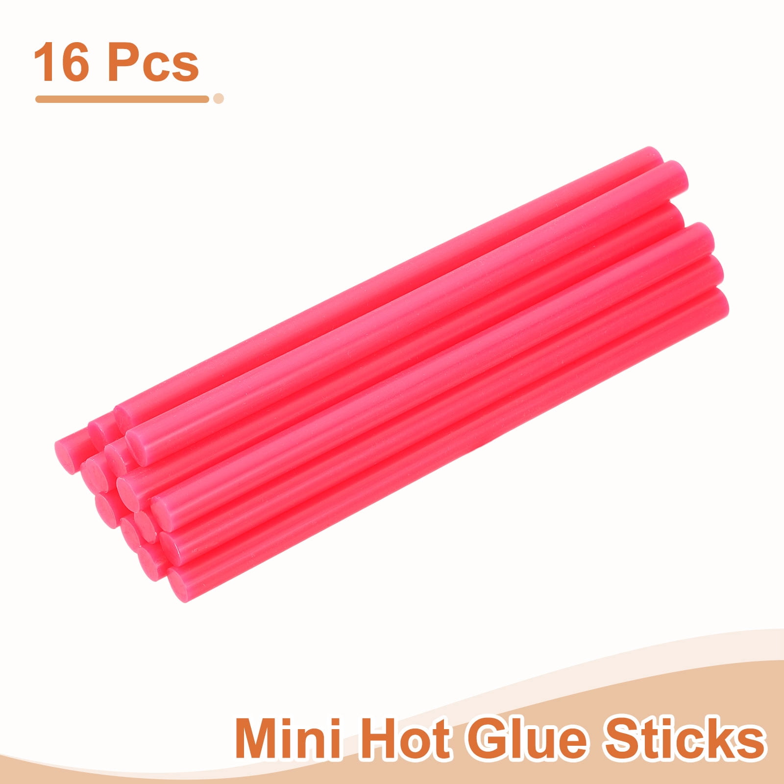 16 Pack Mini Hot Glue Sticks, 0.43" Dia x 7.87" Long EVA Glue Gun Sticks, Rose Red for DIY Projects
