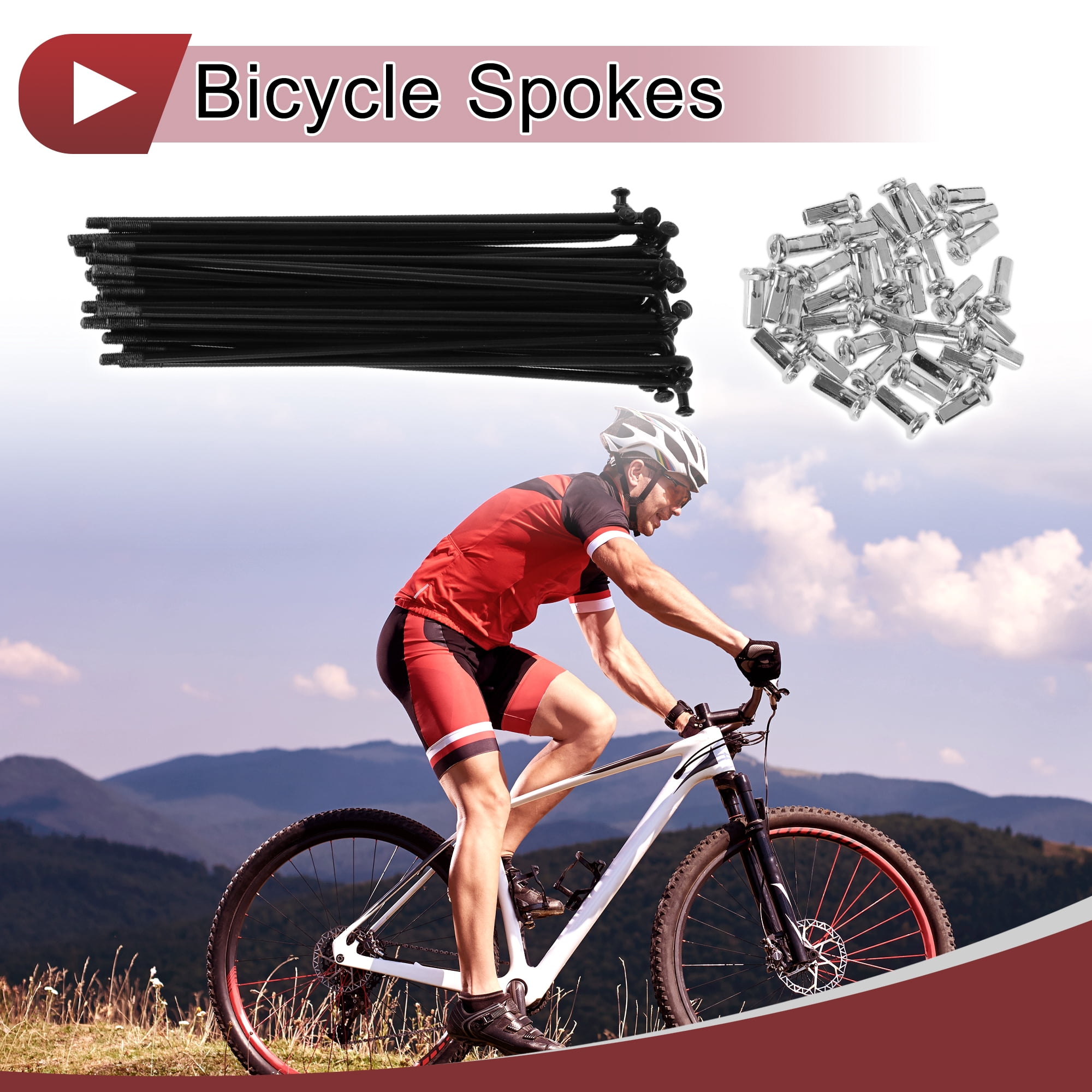 Unique Bargains 36 Set 12G Bicycle Spokes 12G Bike Wheel Spokes 45 Steel Black-131mm