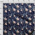 thumbnail image 2 of oneOone Cotton Jersey Navy Blue Fabric Flower & Leaves Watercolor Diy Clothing Quilting Fabric Print Fabric By Yard 58 Inch Wide, 2 of 4