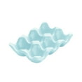 thumbnail image 5 of 6 Holes Egg Tray Holder Refrigerator Glazed Ceramic Holds 6 Fresh Eggs Egg Storage Lattice Egg Container for Household Drawer Light Blue, 5 of 7
