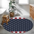 thumbnail image 3 of Round Rug 3.3Ft, Independence Day Patriotic Stars on Blue Soft Non-Slip Washable Felt Carpet Pad, Red White Stripes Border Area Rugs for Living Room Bedroom Kids Room, 3 of 9