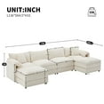 thumbnail image 2 of 136" Chenille Modular Sectional Sofa with 31'' Deep and Wide Seat, U Shaped Cloud Couch Set with Double Cushions, Oversized 6 Seat Sofa with Movable Ottomans, for Living Room, Apartment, Cream, 2 of 9