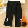 thumbnail image 2 of hotojiny Toddler Baby Girls Corduroy Pants Comfy Bell Bottom Pants Cute Fashion Fleece Lined Warm Flared Trousers, 2 of 7