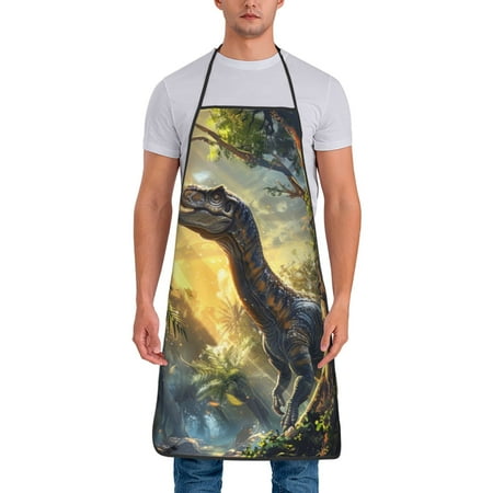 

Tideii Sunshine Jungle Dinosaur for Tie-up Apron Unisex Waterproof and Stain-Resistant Bib Apron for Kitchen Garden Painting
