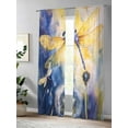 thumbnail image 4 of Spring Dragonfly Sheer Curtains 2 Panels Set Pastoral Dandelion Floral Lihgt Filtering Rod Pocket Voile Drape, Semi Sheer Window Curtains for Bedroom Living Room, 52"x96", 4 of 5