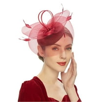 Ongmies Caps Tea Party Fascinator Kentuckys Derbys Hat Fascinator Pillbox Hat Headband for Tail Accessory Wine Heardband