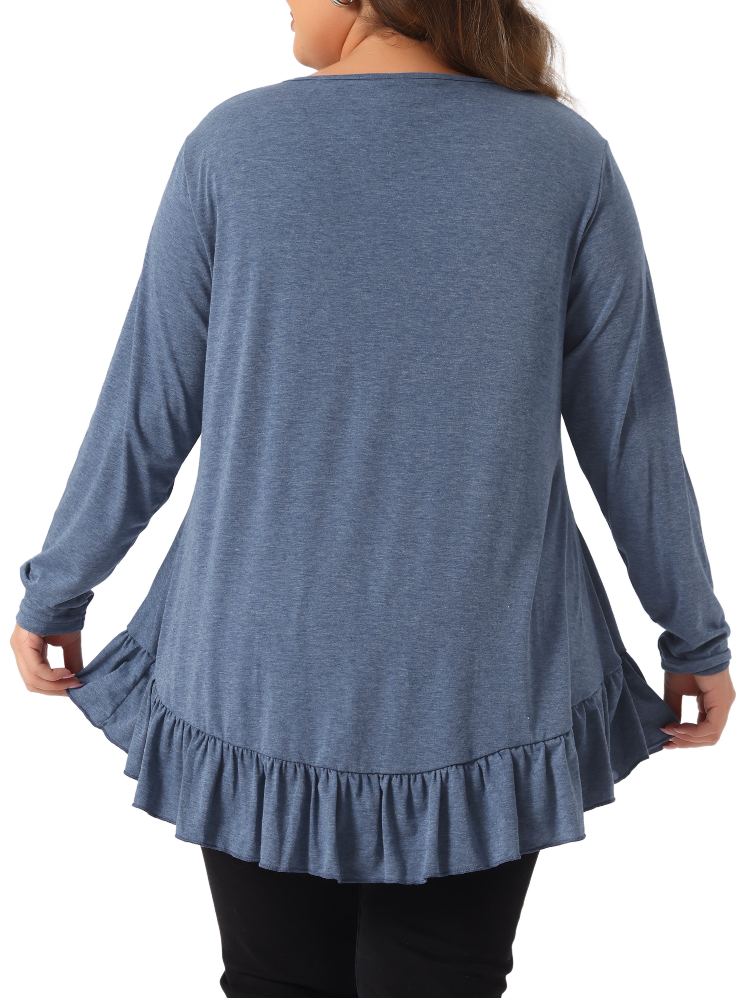 DARING DIVA Women' Plus Size Tunic Button Henley Blouses 4X Blue