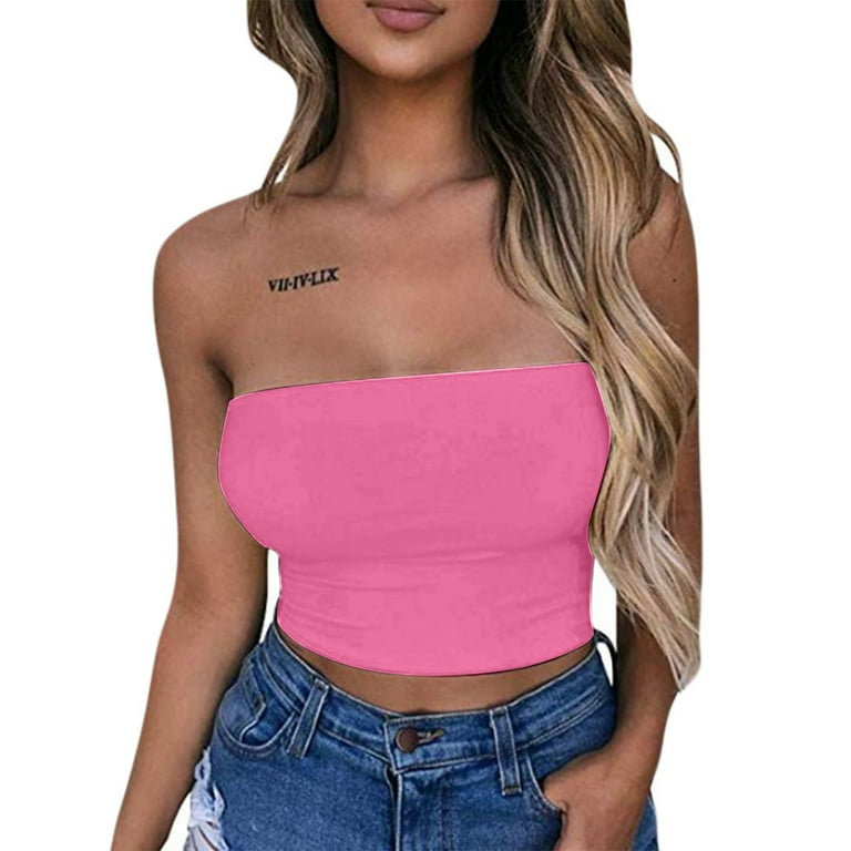 Women's Summer Summer Crop Top Fashion Bow Tie Sleeveless Off Shoulder  Corset Butterfly Going Out Bandeau Bras Tube Top at  Women’s Clothing