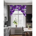 thumbnail image 3 of Purple Halloween Swag Valances for Windows, Small Curtains Drapes, Pumpkins Skull Mushroom Kitchen Window Curtains Over Sink Rod Pocket Window Treatment Valance for Bedroom/Bathroom 56"x36", 3 of 5