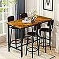 thumbnail image 3 of Lamerge Dining Table Set for 4 Bar Table and Chairs Set Industrial Counter Height Dining Table Set with 4 PU Upholstered Stools Kitchen Pub Table for Kitchen, Restaurant, Space Saving, Rustic Brown, 3 of 4