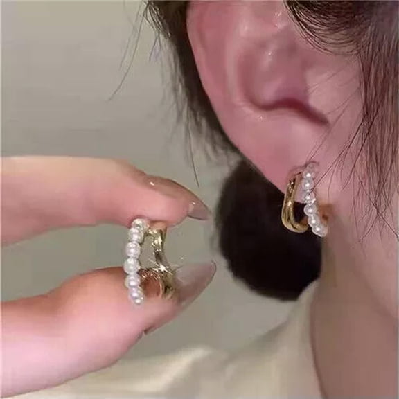 K-KED Gold Pearl Cubic Zirconia Earrings Stud Dangle Drop Women Wedding Delicate Jewelry Gifts-Style 2