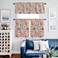 thumbnail image 2 of Red Retro Floral Kitchen Curtains Valances and Tiers Set of 3 Vintage Flower Branches Tier Curtains and Valance with Rod Pocket for Small Windows, 27.5"x36", 2 of 9