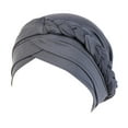 thumbnail image 2 of Herrnalise Women Solid Plait India Hat Muslim Ruffle Chemo Beanie Turban Wrap Cap, 2 of 2