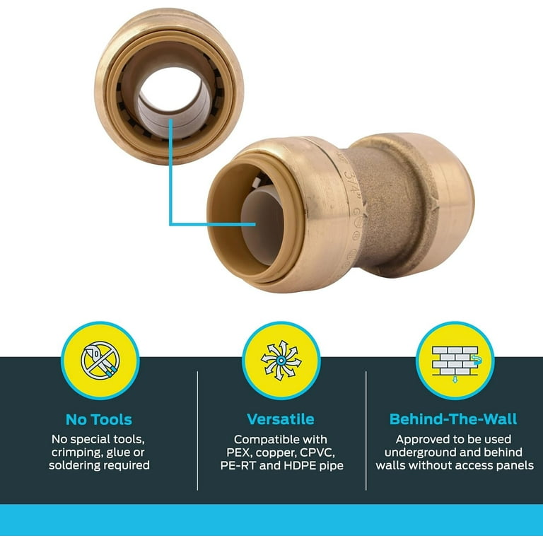 SharkBite 3/4 Inch Push Cap 10-Pack - Push-to-Connect Brass Plumbing Fittings