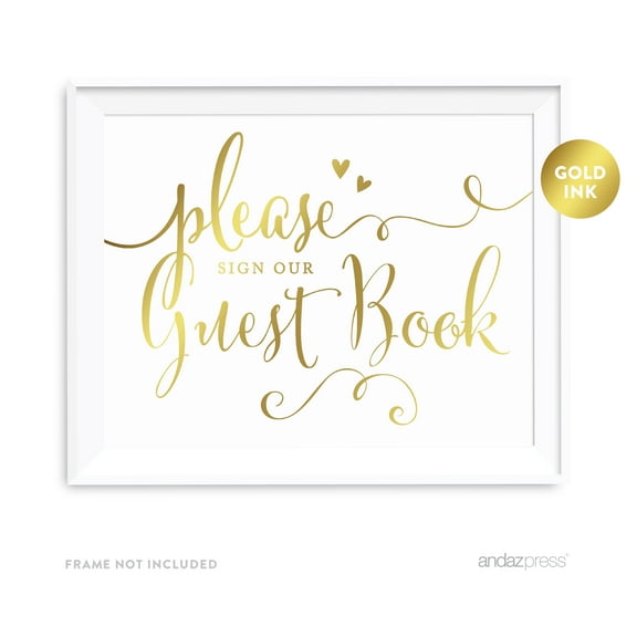 Sign Our Guestbook Metallic Gold Wedding Party Signs
