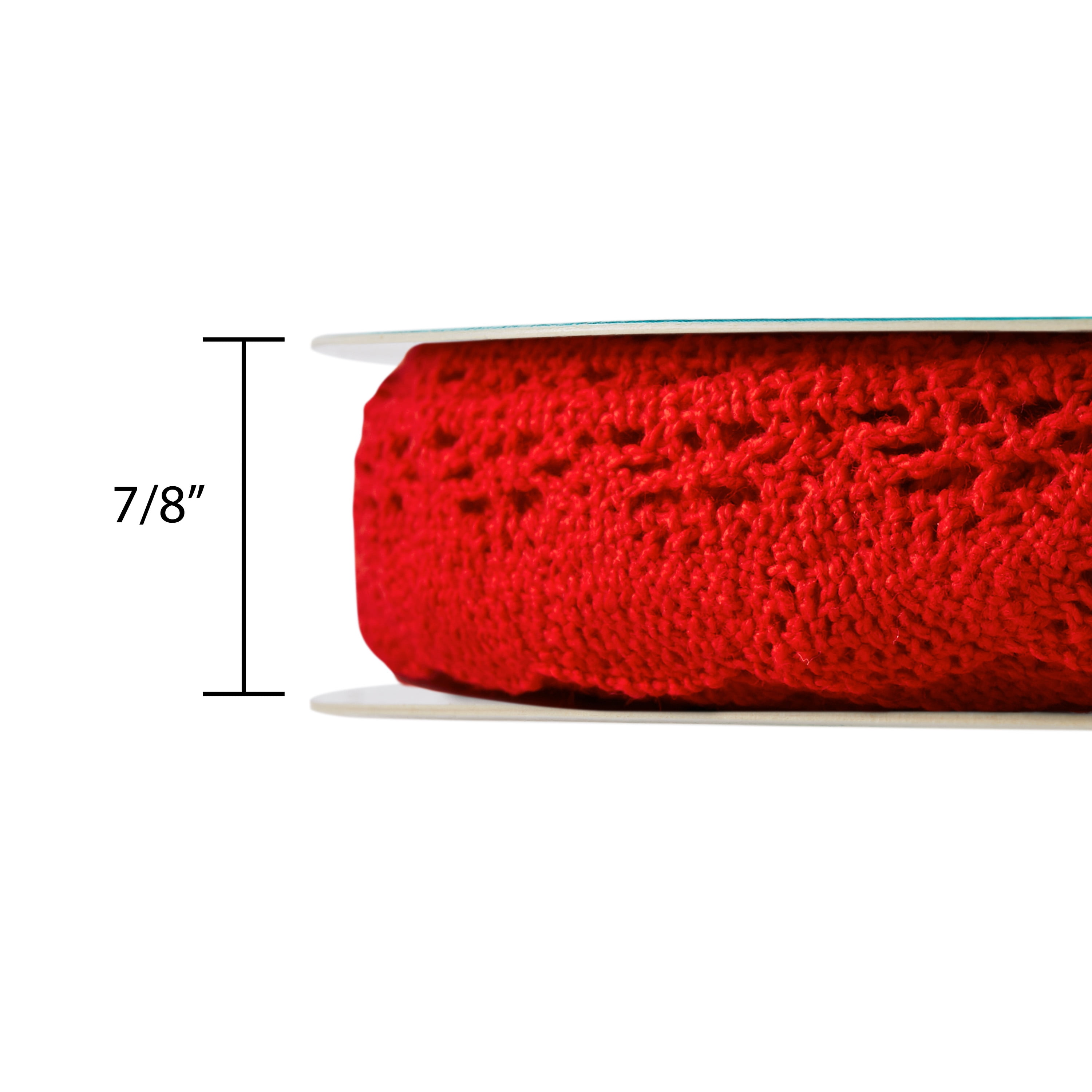 The Pioneer Woman Just Red Crochet Lace Scalloped Edge Trim Ribbon, 7/8" x 20 Yards