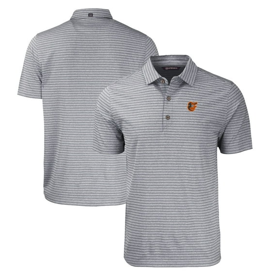 Men's Cutter & Buck Heather Black Baltimore Orioles Forge Eco Heathered Stripe Stretch Recycled Polo
