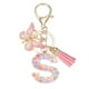 thumbnail image 1 of Llavero de letra inicial del alfabeto Uxcell, llaveros de resina lindos con borlas y encanto de colgante de mariposa para mujeres S, 1 of 7