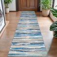 thumbnail image 1 of Lansny Modern Abstract Hallway Runner Rug, Blue Washable Kitchen Runner Non-Slip Soft 2x8 Runner Rug Thin Print Faux Wool Carpet, 1 of 9