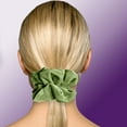 thumbnail image 4 of Velvet Scrunchies Jumbo Size Plush Big Ponytail Holders Thick Braided Locked Hair Big Made in the USA Sage, 4 of 7