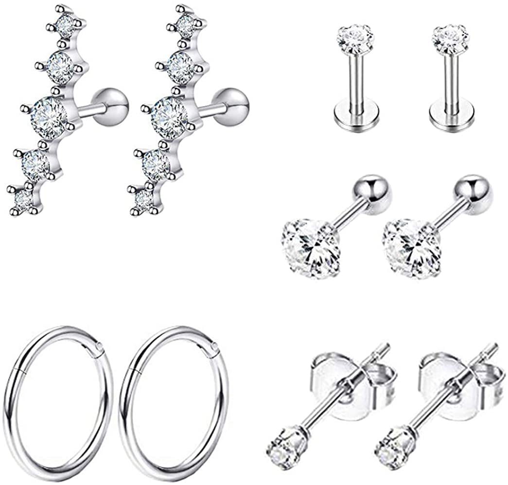 Jstyle 18Pcs 16G-20G Nose Rings Hoop for Men Women Fake Nose Clip On Ring Daith Earrings Helix Tragus Cartilage Rook Piercing Jewelry 