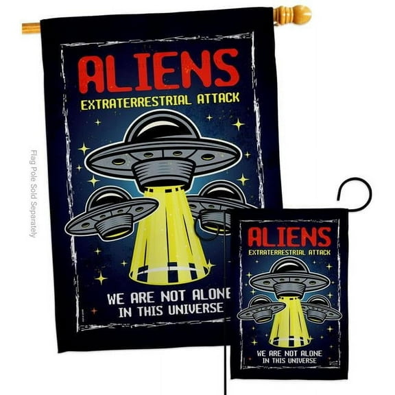 Angeleno Heritage S130406-P3 Aliens Attack Cosmos Space Creature 28 x 40 in. Double-Sided Decorative Vertical House Flags Set for Decoration Banner Garden Yard Gift
