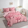 thumbnail image 3 of Castle Fairy Ribbon Bow Knot Personalized Initial S Bedding Comforter Set 7 Pieces for Preppy Child Teens,Cute Pink Bow-Tie Full Bedding Set,Dreamy Princess Bow Alphabet Fitted Sheet Flat Sheet, 3 of 8