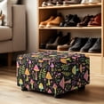 thumbnail image 4 of Xixirimido Colored Mushroom Grass Pattern Stretch Ottoman Cover Rectangle Footstool Slipcover Folding Storage Stool Protector Nonslip Footrest Ottoman Cover with Elastic Bottom,Small, 4 of 7
