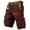 Wine-I5, variant on Cargo Shorts for Men Multi Pockets Twill Elastic Waistband Shorts Drawstring Ripstop Straight Leg Camo Cargo Short Relaxed-Fit Summer Outdoor Activities Casual Outfit,Red XL
