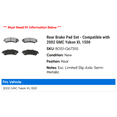 thumbnail image 2 of Rear Brake Pad Set - Compatible with 2002 GMC Yukon XL 1500, 2 of 2