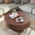 thumbnail image 2 of Hassch 31.4-inch Round Coffee Table, Simple Cocktail Table, Modern Center Table for Living Room, Dark Walnut, 2 of 7