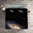thumbnail image 2 of Ambesonne Galaxy Quilted Coverlet 3 Pcs, Spiral Space Universe, Queen Size, Black Beige Purple, 2 of 2