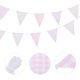thumbnail image 3 of Banderín a Cuadros Rosa y Blanco Uxcell, 36 PCS Banderas Triangulares para Decoración de Cumpleaños y Bodas al Aire Libre, 3 of 6