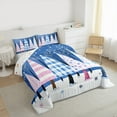 thumbnail image 3 of jejeloiu Cartoon Christmas Tree Bedding Comforter Set,Merry Xmas Twin Comforter Sets,Blue Pink White Bedding Set For Girls Boys,Reathable Home Decor Reversible,2-Piece, 3 of 8