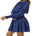 thumbnail image 4 of OUSITAID Robe Décontractée à Manches Longues pour Femmes, Robe Courte Plissée à Col en V, 4 of 6
