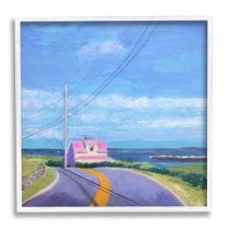 Stupell Industries Vivid Seaside Cottage Road Calm Ocean Breeze Painting White Framed Art Print Wall Art, Design by Sweetwater
