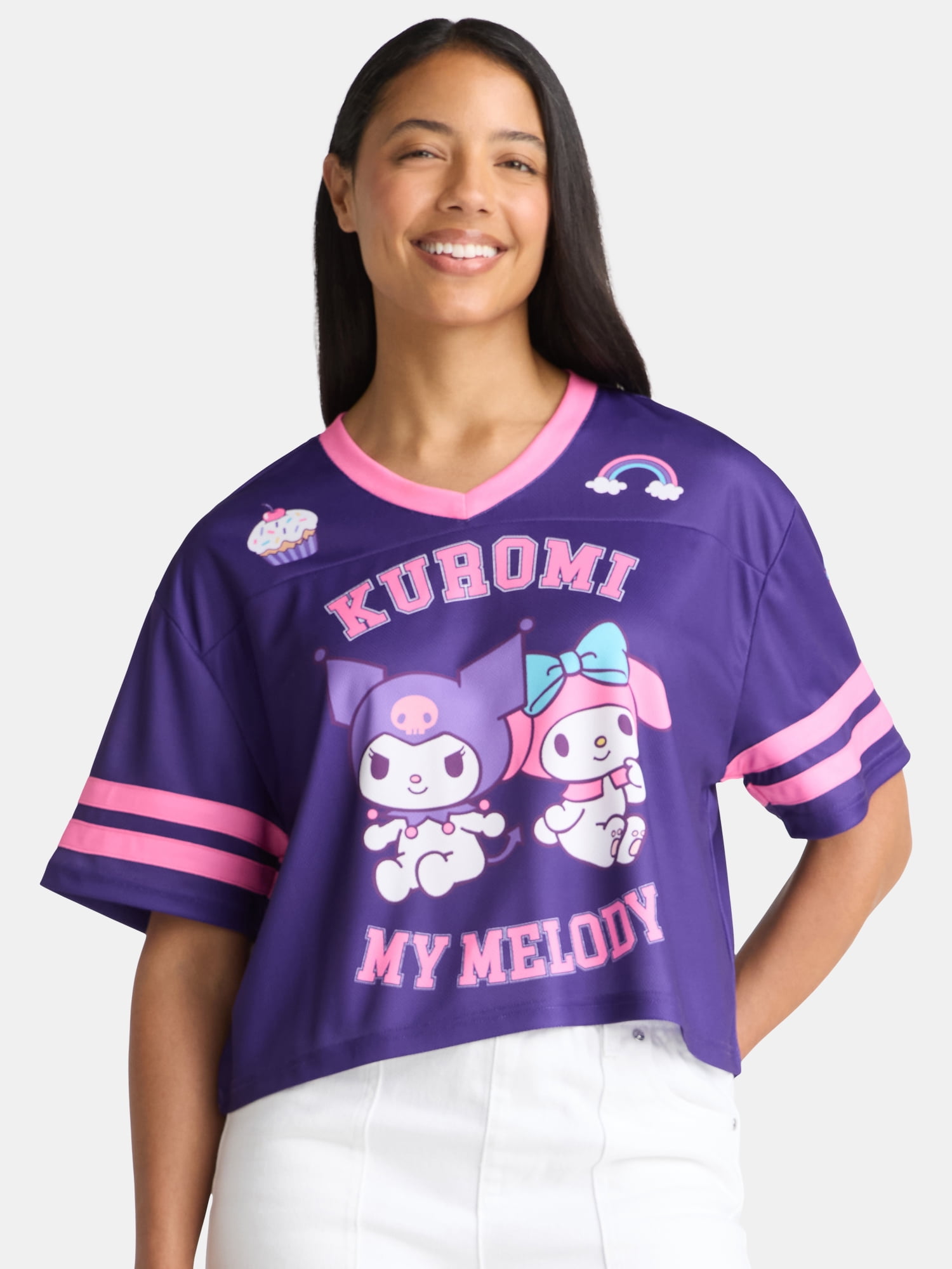 Sanrio Hello Kitty Women's Graphic Football Skimmer Jersey, Sizes