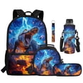 thumbnail image 2 of Bulopur Lightning Volcano Crocodile Kids Backpack Set 5 Pcs Trendy Adventure Book Bag with Lunch Bag, Pencil Case, Water Bottle Cover and Wrist Strap for Wild Animal Boys Ages 6-12, 2 of 8