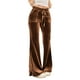 thumbnail image 2 of Karight Velvet Pants Women Lounge Comfy Womens Velour Flare Pants Casual Pants Wide Leg High Waisted Drawstring with Pockets, 2 of 5
