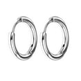 thumbnail image 1 of WILLBEST Titanium Steel Silver Solid Earrings Small Loop Hoop Earrings for Women Minimalist Jewelry 2Pcs, 1 of 8