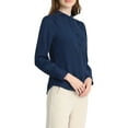 thumbnail image 5 of INSPIRE CHIC Women's Stand Collar Button Down Long Sleeve Shirts, 5 of 7