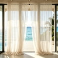 thumbnail image 3 of Light Filtering Outdoor Sheer Curtain for Patio and Gazebo, Waterproof Polyester Privacy Drape with Rod Pocket, Versatile Sun Shade Panel for Porch, Pergola, Balcony, and Indoor Window Decor, 3 of 7